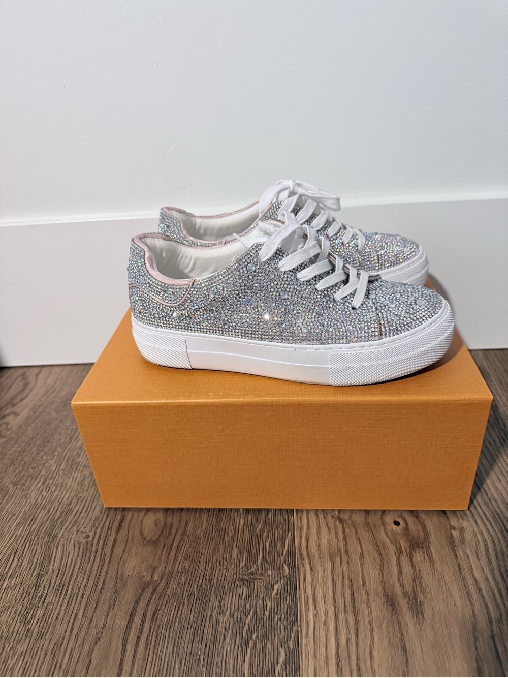 Matisse Crystal Embellished Platform Sneakers - Silver